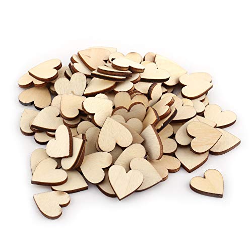 Liebesherzförmige Holzverzierungen für Hochzeiten und Bastelarbeiten, 50 Stück 40 mm große Holzherzen für Scrapbooking, Kartenherstellung und Kunstprojekte (20mm) von koloys