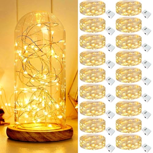 【18 Stück】 LED Mini Lichterkette mit Batterie, 2M 20 LED Micro LED Lichterketten Batteriebetrieben, Lichterkette Innen, DIY Lichterkette Klein Wasserdicht für Party Hochzeit Weihnachtsdeko (Warmweiß) von kolpop