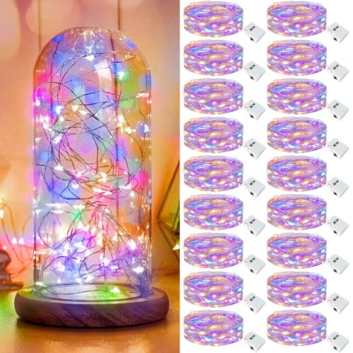 【18 Stück】 Mini Lichterkette mit Batterie, Led Lichterkette mit Batteriebetrieben, Lichterkette Innen, 3 Modi DIY Lichterkette Klein Wasserdicht für Party Hochzeit Weihnachtsdeko (Mischfarbe) von kolpop