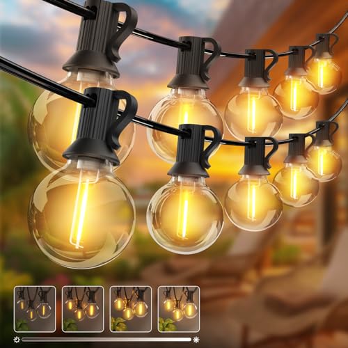 2 Stück LED Lichterkette Außen 23M -【Timing Dimmbar】 Lichterkette Außen Strom mit G40 30+3 Glühbirnen Aussen Wasserdicht Warmweiß Retro Innen/Außen Lichterketten für Party Terrasse Gärten Patio Bäume von kolpop