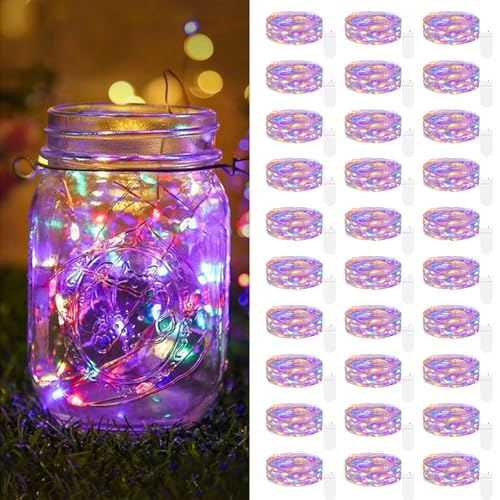 【30 Stück】 LED Mini Lichterkette mit Batterie, 2M 20 LED Led Lichterkette mit Batteriebetrieben, Lichterkette Innen, DIY Lichterkette Klein Wasserdicht für Party Hochzeit Weihnachtsdeko (Mischfarbe) von kolpop