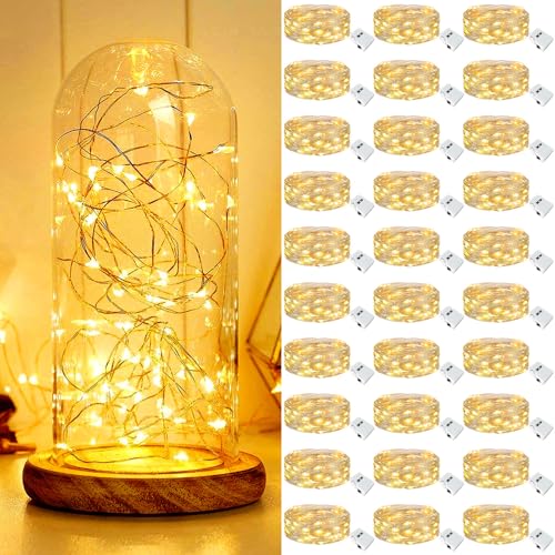 【30 Stück】 Mini Lichterkette mit Batterie, 2M 20 LED Micro LED Lichterketten Batteriebetrieben, Lichterkette Innen, 3 Modi DIY Lichterkette Klein Wasserdicht für Party Weihnachtsdeko (Warmweiß) von kolpop