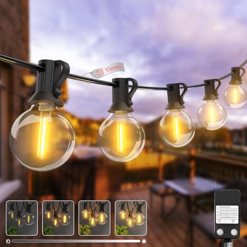 Led Lichterkette Außen 13M/42FT -【Timing Dimmbar】 Outdoor Lichterkette Strom mit G40 Glühbirnen Aussen Wetterfest Warmweiß Lichterkette Glühbirnen Außen für Party Terrasse Gärten Patio von kolpop