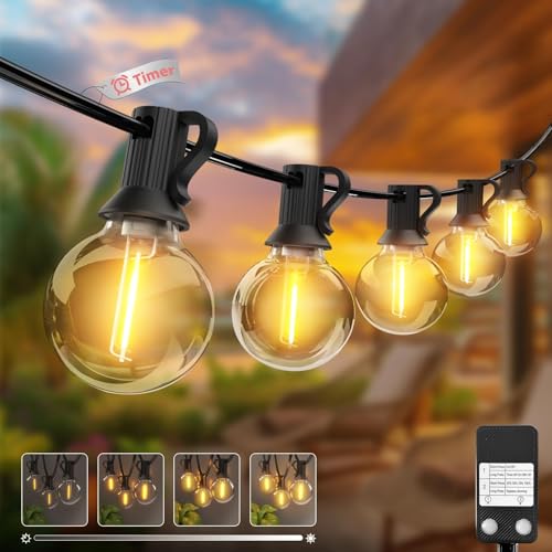 Led Lichterkette Außen 23M/75FT - 【Timing Dimmbar】 Outdoor Lichterkette Strom mit 30+3 G40 Glühbirne Aussen Wetterfest Warmweiß Retro Lichterkette Glühbirnen für Terrasse Party Gärten Patio von kolpop