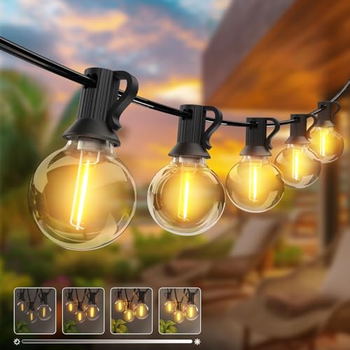 Led Lichterkette Außen 23M - 【Timing Dimmbar】 Outdoor Lichterkette Strom 75FT mit 30+3 G40 Glühbirnen Aussen Wasserdicht Warmweiß Retro Lichterkette Glühbirnen für Party Terrasse Gärten Patio von kolpop