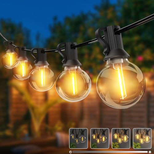 Led Lichterkette Außen 30FT - 【Timing Dimmbar】 Outdoor Lichterkette Strom mit G40 Glühbirnen Aussen Wasserdicht Warmweiß Retro Lichterkette Glühbirnen für Party Terrasse Gärten Patio von kolpop