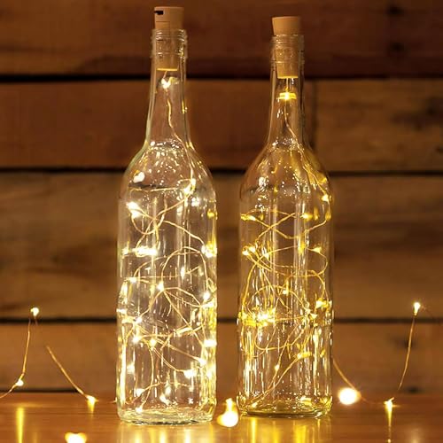 kolpop (18 Stück) Flaschenlicht Batterie, 2m 20 LED Glas Korken Licht Kupferdraht Lichterkette für flasche für Party Garten Weihnachten Halloween Hochzeit (Warmweiß) von kolpop