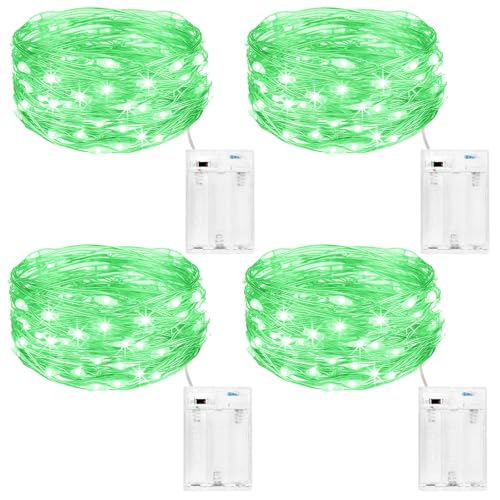 kolpop LED Lichterkette Batterie [4 Stück], Lichterketten für Zimmer, 5m 50er Micro LED Lichterkette Draht Innen Batteriebetrieben für Halloween Party Weihnachten Hochzeit Deko (Grün) von kolpop