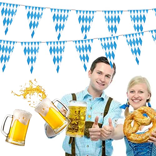 komsoup 10 Meter Oktoberfest Deko Wimpel Girlande, Bayern Wimpelkette Oktoberfest Wimpelkette, Oktoberfest Banner Oktoberfestdeko, Bayern Flagge Für Bierfest Mottoparty Gastgeschenke von komsoup