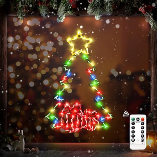 60cm Weihnachtsdekorationen Baumlichter, LED Weihnachtsbaum Fenster-Silhouette-Lichterdekorationen, Weihnachtsbeleuchtung Fenster-Hängelichter, Weihnachtswanddekorationen Weihnachts-Hängelichter von kopotma