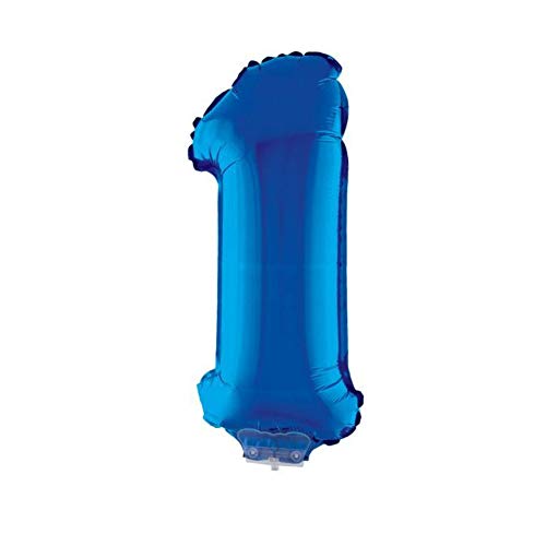 kostüm-paradies Folienballon Zahl 1" am Stab 41 cm, blau , Helium geeignet von kostüm-paradies