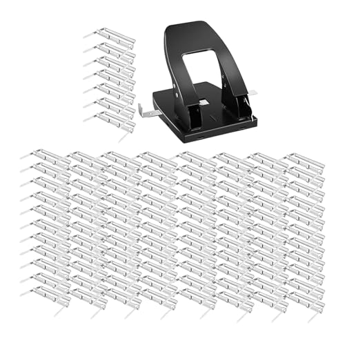 kowaku 2-Loch-Stanzer für Ordnerbinder, robuster, komfortabler Griff, tragbarer Haushaltsbedarf aus Metall, Locher für Papier, mit Dornverschluss von kowaku