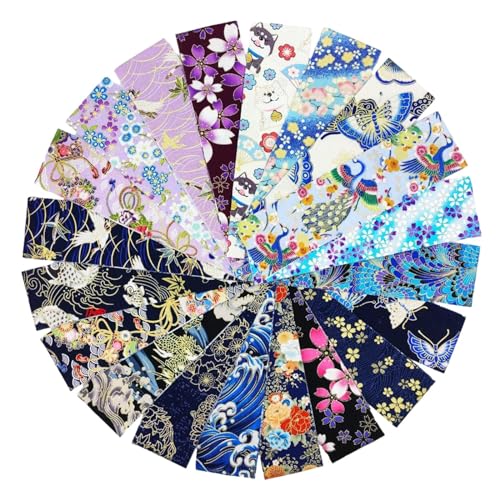 kowaku 20 Stück Quiltstoff im japanischen Stil, langlebige Vintage-Jelly-Roll-Streifen, verdickte Baumwolle für Patchwork-Quiltkissen, B von kowaku