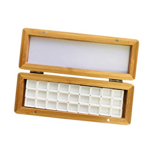 kowaku Aquarellfarbenkasten, Leere Palettenbox für Aquarellmalerei, tragbare Aquarellfarbenpalettenbox, Holzfarbtablett, Holz, 27 Gitter von kowaku