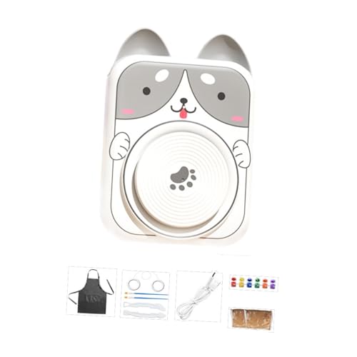 kowaku Elektrisches Töpferscheiben-Set für Kinder, Töpferformmaschine, Bildhauer-Tonwerkzeuge, Cartoon-Tierform, komplettes Töpferset, Hund von kowaku