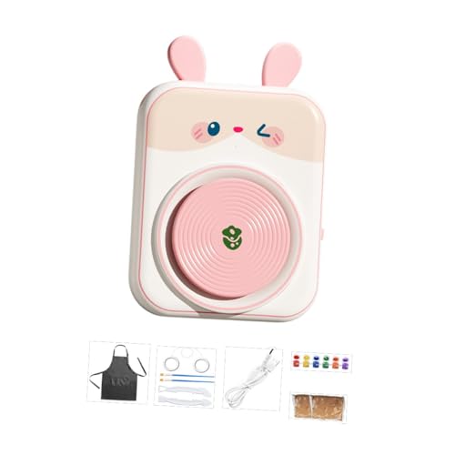 kowaku Elektrisches Töpferscheiben-Set für Kinder, Töpferformmaschine, Bildhauer-Tonwerkzeuge, Cartoon-Tierform, komplettes Töpferset, Weißer Hase von kowaku