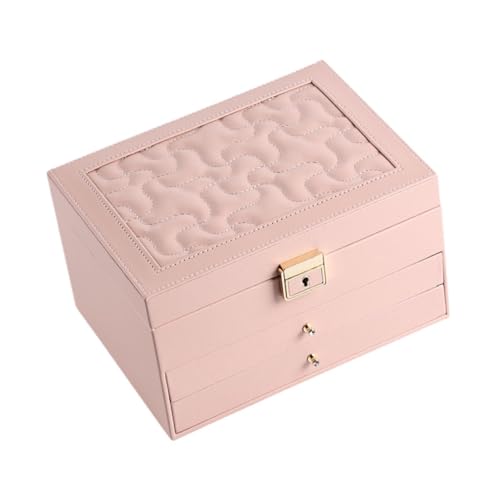 kowaku Große Schmuckschatulle, Schmuckaufbewahrung, Geschenkidee, Schmuck-Organizer, Schmuckhalter, Organizer für Halsketten, Armbänder, Ringe, ROSA von kowaku