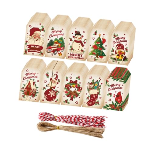 kowaku Weihnachts-Geschenkanhänger aus Papier, Geschenkanhänger, Weihnachtsmann-Socken, Weihnachtsetiketten, Hängeanhänger zum Backen, Lebensmitteltüten, Menge 100 von kowaku