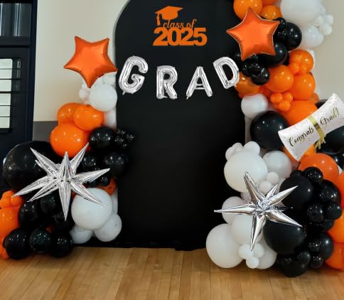 Graduation Balloon Garland Arch Kit Royal Blue and Gold White with Graduation Cap Certificate Letter Star Mylar Foil Balloons for Class of 2025 Grad Prom Decorations Supplies (Orange Black White) von kozee