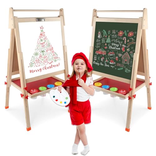 kramow Kinder Tafel und Doppelseitige Staffelei, Magnettafel für Kinder, Kreatives Lernen, Pädagogisches Geschenk für Jungen und Mädchen über 3 Jahre von kramow