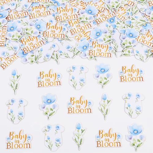 kreat4joy Baby in Bloom Babyparty-Dekoration, 200 Stück Baby in Bloom Konfetti Blau Wildblume Tischkonfetti Doppelseitiger Druck für Wildblume Blume Babyparty Geschlecht Enthüllung Party Dekoration von kreat4joy