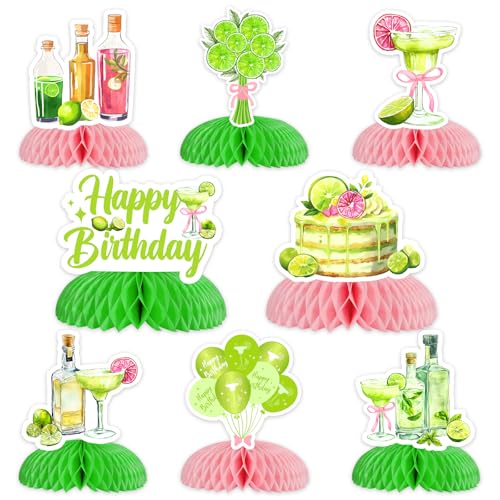 kreat4joy Margarita Geburtstag Party Dekoration Frau, 8pcs Margarita Happy Birthday Honeycomb Centerpiece Cocktail Zitrone Tischdekoration für Mädchen Margarita 21. 30. Geburtstag Party Dekoration von kreat4joy