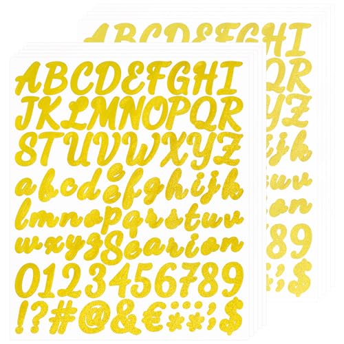 10 Blätter Buchstaben Aufkleber, Buchstaben Aufkleber Buchstaben Zahl Aufkleber, Gold Selbstklebende Vinyl Buchstaben und Buchstaben Zahl Aufkleber für Briefkasten, Schilder und DIY Scrapbooking von ktxaby