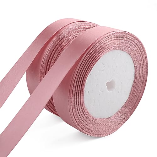 2 Rollen Rouge Satinband 20mm x 22m, einfarbiges Geschenkband, Geschenkverpackung zum Valentinstag, Basteln, Haarschleifen herstellen, Kränze, Hochzeitsfeierdekorationen von ktxaby