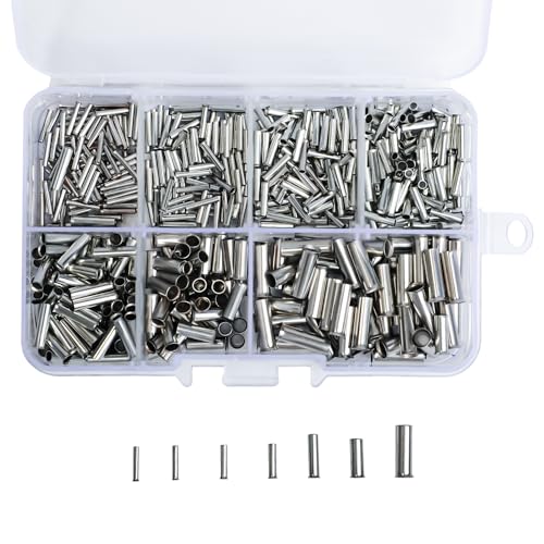 600 Stück Aderendhülsen-Kit, nicht isolierte Aderendhülsen-Crimp-Klemmen, Pin End Terminal Connector Kabel, Crimp Terminal Butt Connector Mini Bare Tube Ferrule 7 Typ für elektrische Projekt von ktxaby