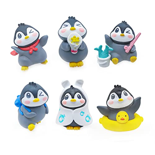 kukifun Pinguin Kuchen Cupcake Topper, 6 Stück Mini-Pinguin-Figuren, niedliches Pinguin-Figur-Spielzeug, Pinguin-Kuchendekorationen für Kindergeburt von kukifun