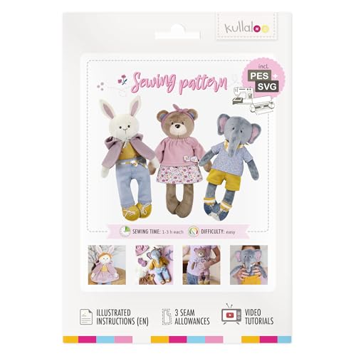 kullaloo Dress Me Bestie – Schnittmuster für Plüschtiere mit Stoffbären, Häschen und Elefanten mit Outfits | Papiermuster mit QR-Video-Tutorials, PES- und SVG-Dateien | Entworfen in Kanada kullaloo Dress Me Bestie – Schnittmuster für Plüschtiere mit Stoffbären, Häschen und Elefanten mit Outfits | Papiermuster mit QR-Video-Tutorials, PES- und SVG-Dateien | Entworfen in Kanada von kullaloo