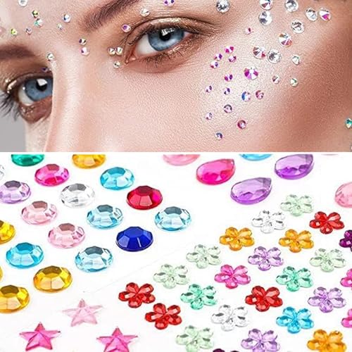 1200 Stück Glitzersteine Selbstklebend, 14 Bögen Acryl Strasssteine Sticker Verschiedene Formen Klebesteine Schmucksteine für Kinder DIY Handwerk Grußkarten von kuou