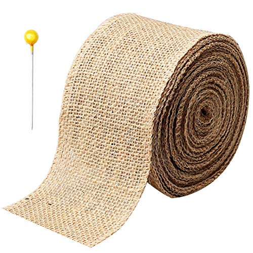 10 m Juteband, 8cm Linen Ribbon Vintage Geschenkband mit Feste Nadel Sackleinen Dekoband für Handwerk Basteln Hochzeit von kuou