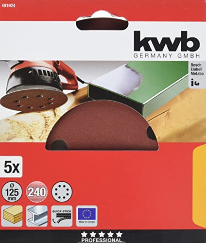 KWB Quick-Stick Schleifscheiben, Holz und Metall, selbsthaftend, Durchmesser 125 mm, gelocht, 4919-24 von kwb