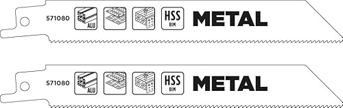 kwb Bimetall-Säbelsägeblatt für Metall, 152mm (geeignet für Aluminium, Blech, Bauholz, stabiles Bimetall, hohe Elastizität, gefräste und geschränkte Zahnung, durchgehärtet, ½'' Universalschaft) von kwb