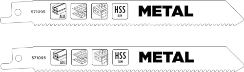 kwb Bimetall-Säbelsägeblatt für Metall, 152mm (geeignet für Aluminium, Blech, Bauholz, stabiles Bimetall, hohe Elastizität, gefräste und geschränkte Zahnung, durchgehärtet, ½'' Universalschaft) von kwb