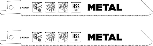 kwb Bimetall-Säbelsägeblatt für Metall, 152mm (geeignet für Aluminium, Blech, Bauholz, stabiles Bimetall, hohe Elastizität, gefräste und geschränkte Zahnung, durchgehärtet, ½'' Universalschaft) von kwb