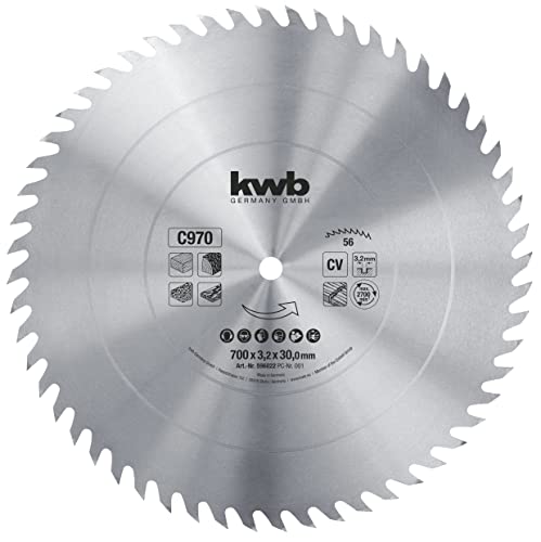 kwb Kreissägeblatt 700 x 30 mm, Made in Germany, grober schneller Schnitt, Sägeblatt geeignet für Brennholz und Schalungen von kwb