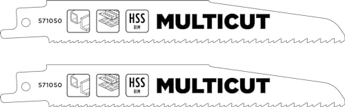 kwb Multicut Bimetall-Säbelsägeblatt, 151 mm (geeignet für Metallprofile, Blech, flexibler Kohlenstoffstahl, progressive Zahnteilung, HSS Stahlzähne, ½'' Universalschaft) von kwb