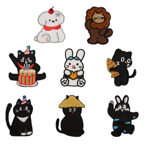 8 PCs Löwen Bestickte Flecken Katzen Eisen Auf Flecken Kaninchen Reparaturflecken Cartoon Tiernähte Für Beutel 8 PCs Löwen Bestickte Flecken Katzen Eisen Auf Flecken Kaninchen Reparaturflecken Cartoon Tiernähte Für Beutel von kwoifioy