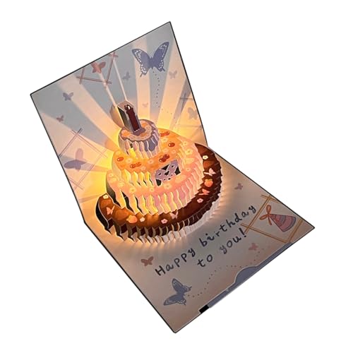 kwoifioy Einzigartige 3D Top Geburtstagskarte Mit Schmetterlingsmuster Und Kuchen Designs Musical Light Effect Geburtstag Grußkarte von kwoifioy