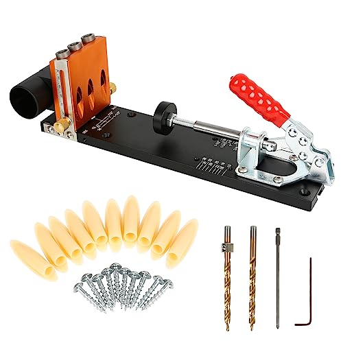 Aluminium Taschenloch Bohrschablone,kyaoayo Pocket Hole Jig Kit schrägloch winkelbohrschablone Schrägloch Bohrhilfe mit 3 Bohrer für die Holzbearbeitung von kyaoayo