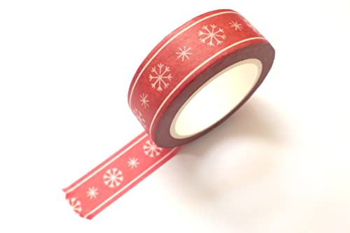 Washi-Klebeband, 15 mm x 10 m, Motiv 2 Weihnachtsmotive, Rot und Schneeflocke von la boutique d'isacrea