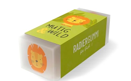 Mutig & Wild Löwen-Radiergummi, Grün mit Orange, für Kinder von la vida GmbH