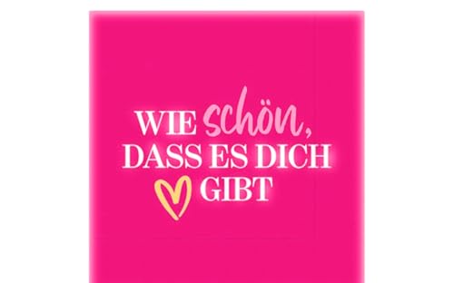 Serviette Herz, Pink, Motivtext 'Wie schön, dass es dich gibt', Dekorative Papierserviette von la vida GmbH