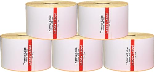 Labex Label - Thermo Etiketten 50x50 mm | Zebra etiketten - Thermo etiketten auf rolle; 750 stück - Thermodirekt etiketten - 5 Rolle ;750 Thermo label Barcode/Adresse Thermo Etiketten von labex label