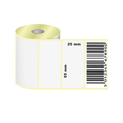 Labex Label Thermo Etiketten 55x25 mm | Thermo etiketten auf rolle; 1.000 stück adressetiketten - Thermodirekt etiketten - 1 Rolle ;1.000 Thermo label Barcode/Adresse Thermo Etiketten von labex label