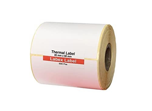 Labex Label - Thermo Etiketten 80x60 mm | Zebra etiketten - Thermotransfer etiketten - 1 Rolle ;500 Thermo label Barcode/Adresse Thermo Etiketten von labex label