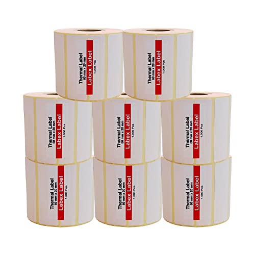 Labex Label - Thermoetiketten 60x20 mm | Zebra etiketten - Thermo etiketten - 8 rolle; 8.000 stück - Thermodirekt etiketten - Thermo label Barcode/Adresse Thermo Etiketten von labex label