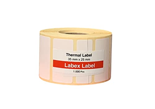 Labex Label - Thermo Etiketten 35x25 mm | Zebra etiketten - Thermo etiketten auf rolle; 1.000 stück - Thermodirekt etiketten - 1 Rolle ;1.000 Thermo label Barcode/Adresse Thermo Etiketten von labex label